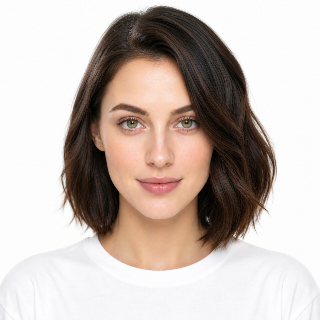 Angled Bob hairstyle example on a woman