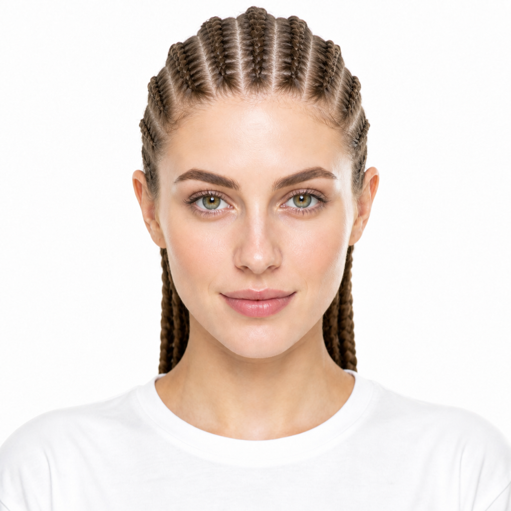 Cornrows hairstyle example on a woman