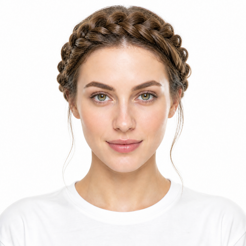 Crown Braid hairstyle example on a woman