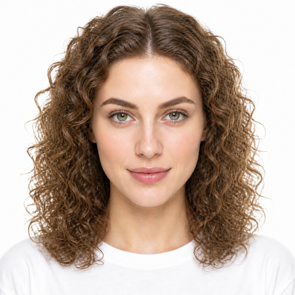 Curly hairstyle example on a woman