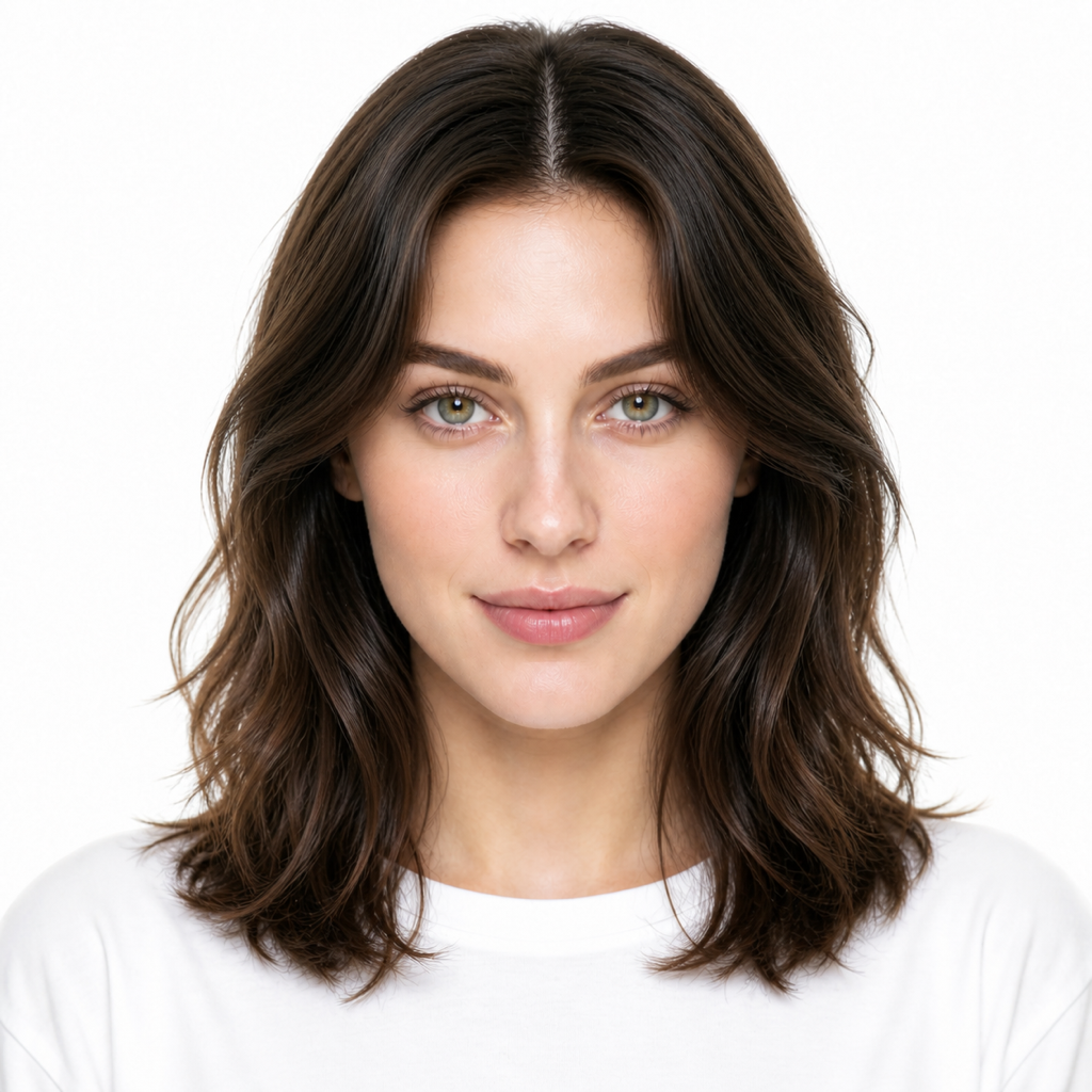 Feathered hairstyle example on a woman