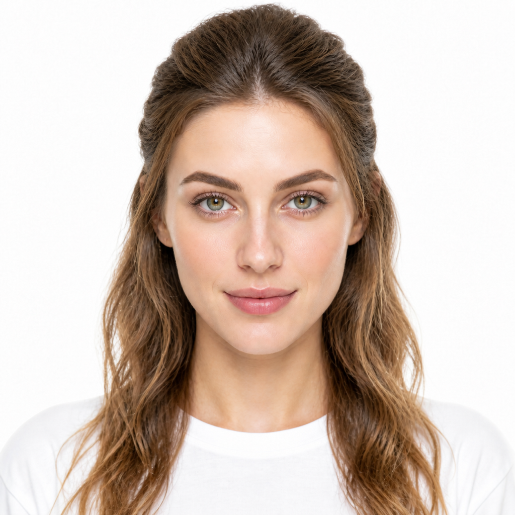 Half-Up, Half-Down hairstyle example on a woman