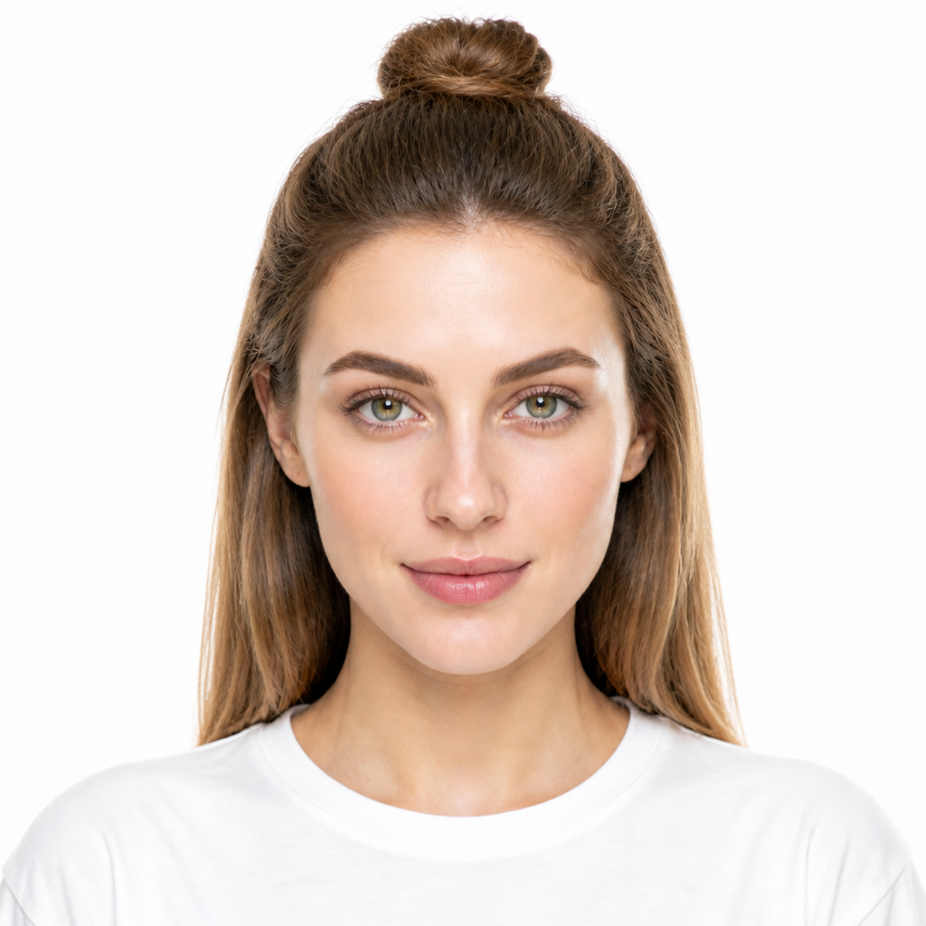 Half-Up Top Knot hairstyle example on a woman