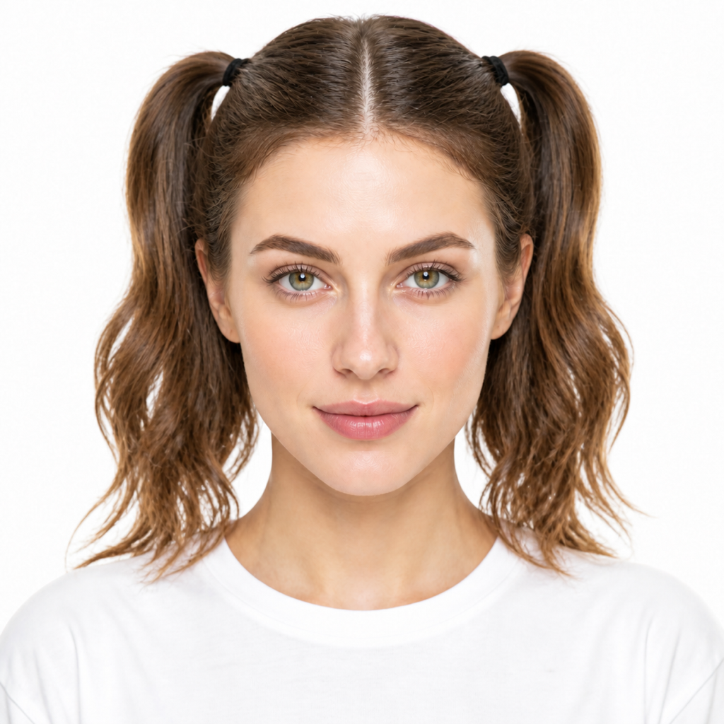 Pigtails hairstyle example on a woman