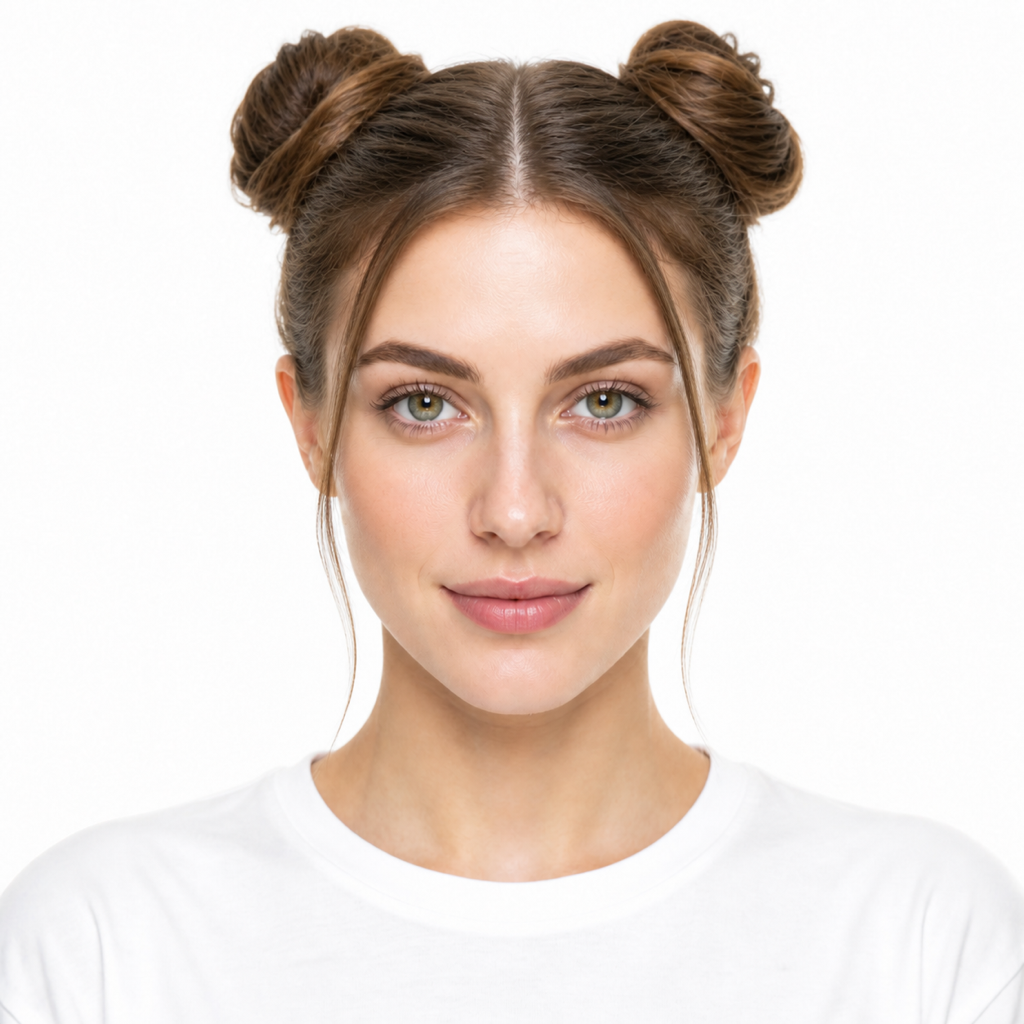 Space Buns hairstyle example on a woman