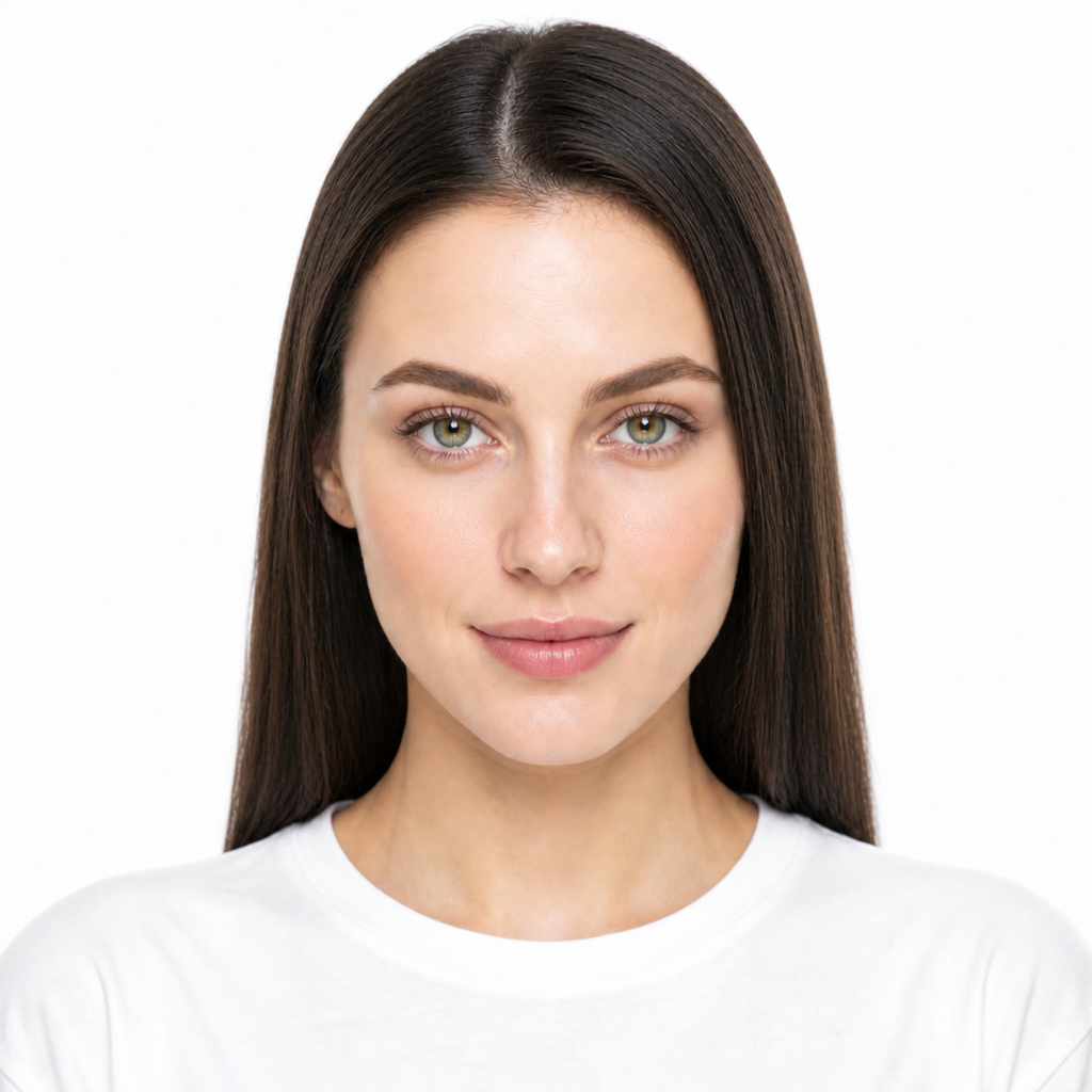 Straightened hairstyle example on a woman