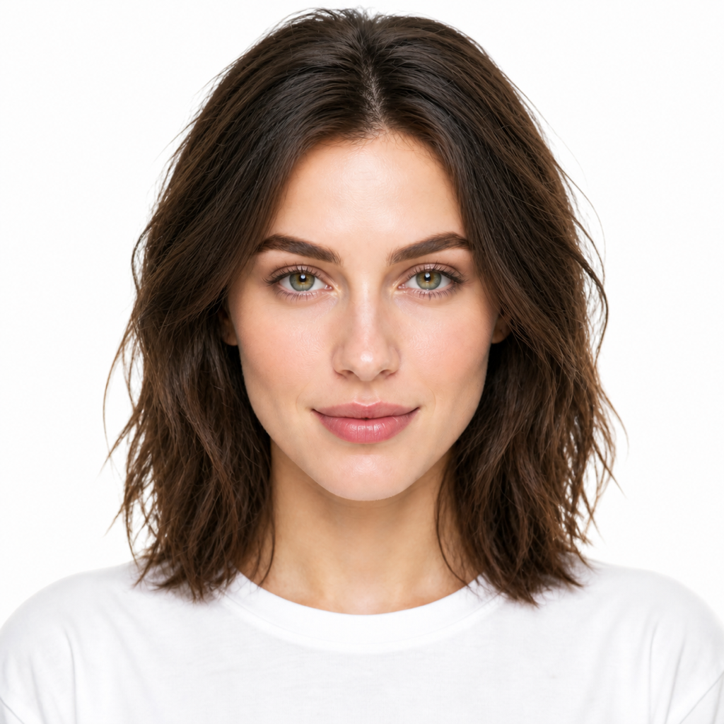 Tousled hairstyle example on a woman