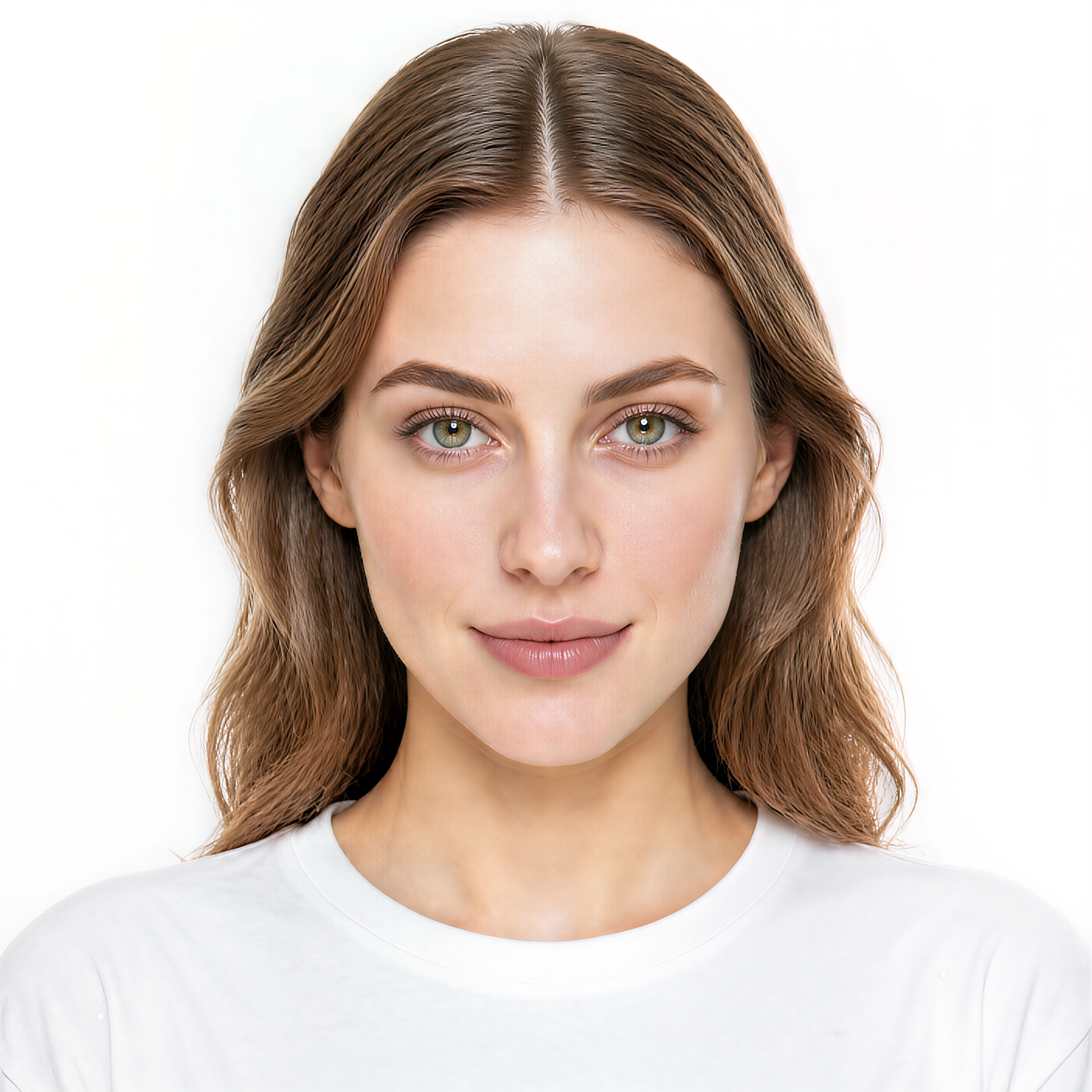 The same woman with a wavy hairstyle after the AI change