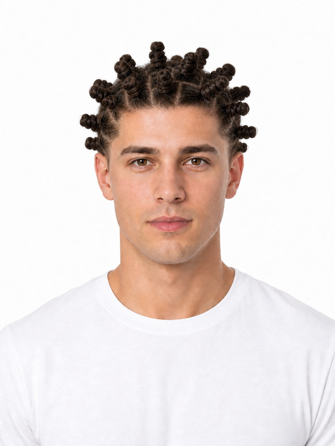Bantu Knots hairstyle example on a man
