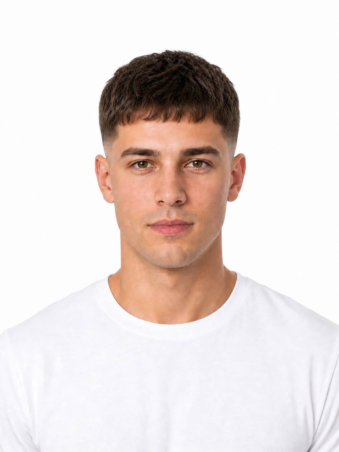 Caesar Cut hairstyle example on a man