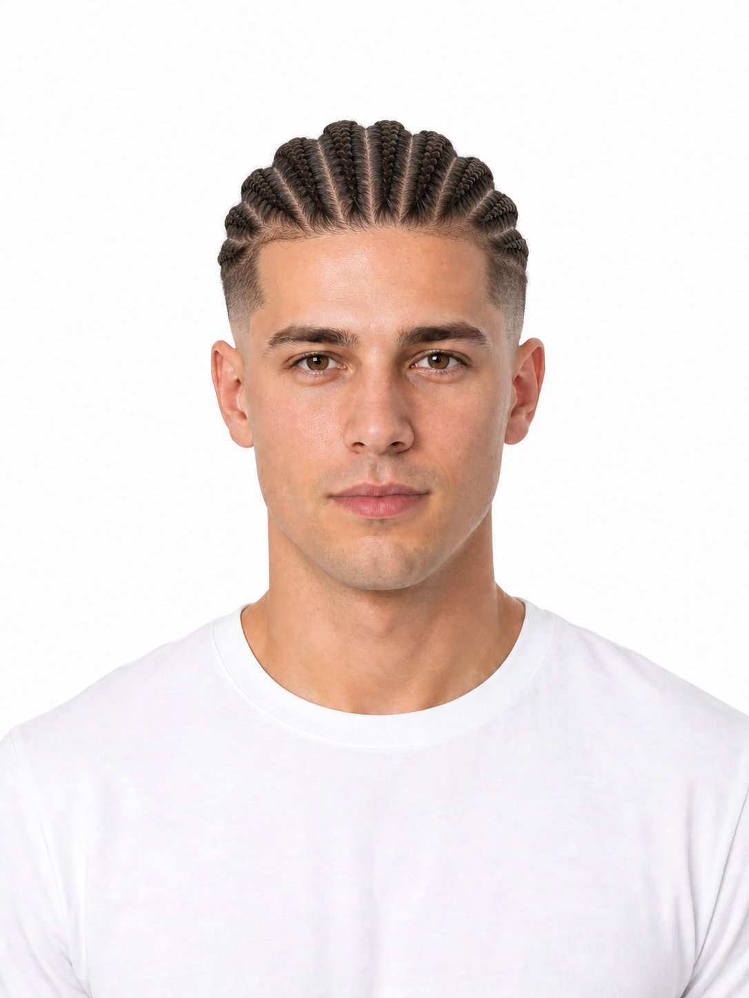 Cornrows hairstyle example on a man