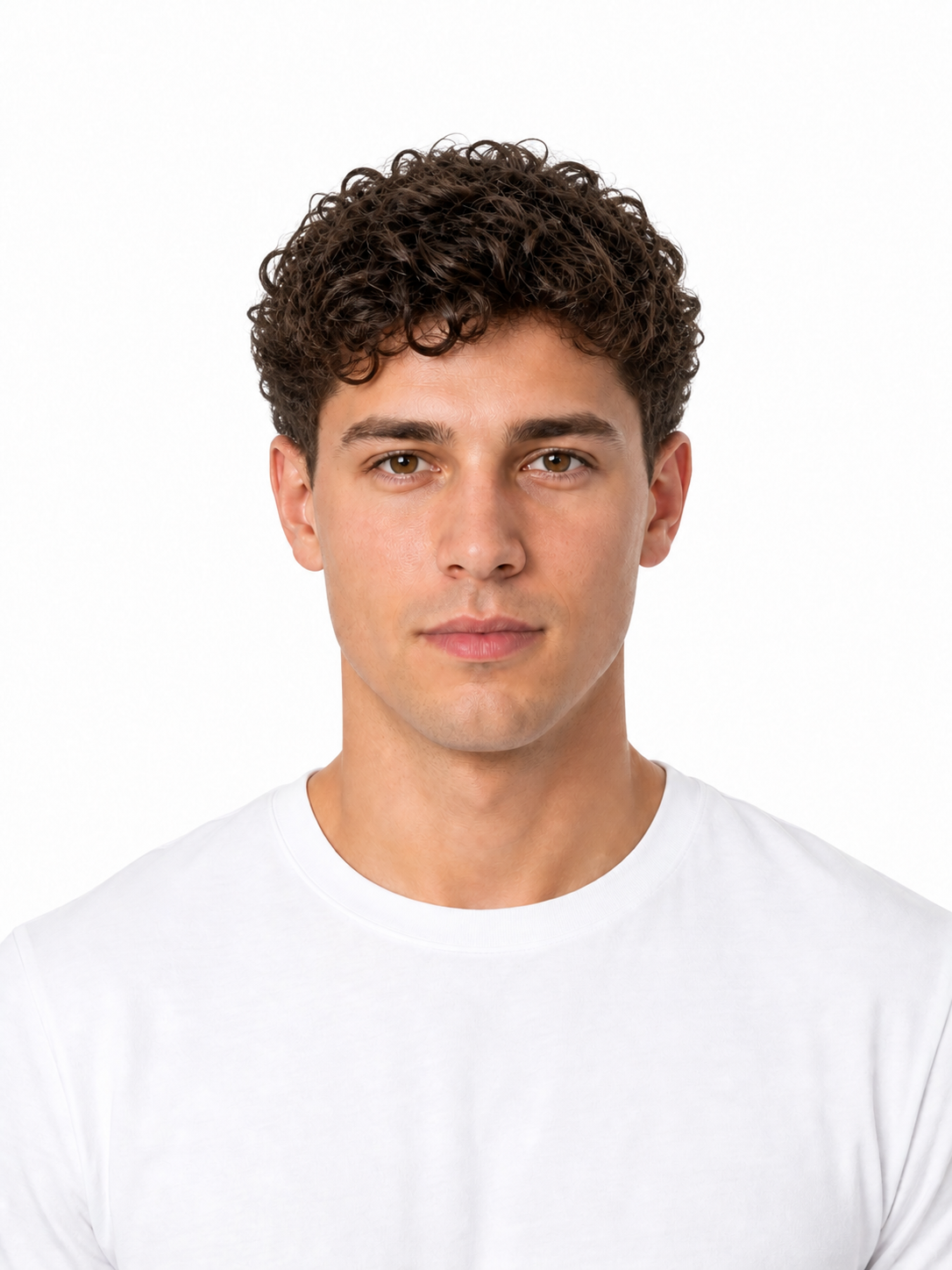 Tighter curls hairstyle example on a man