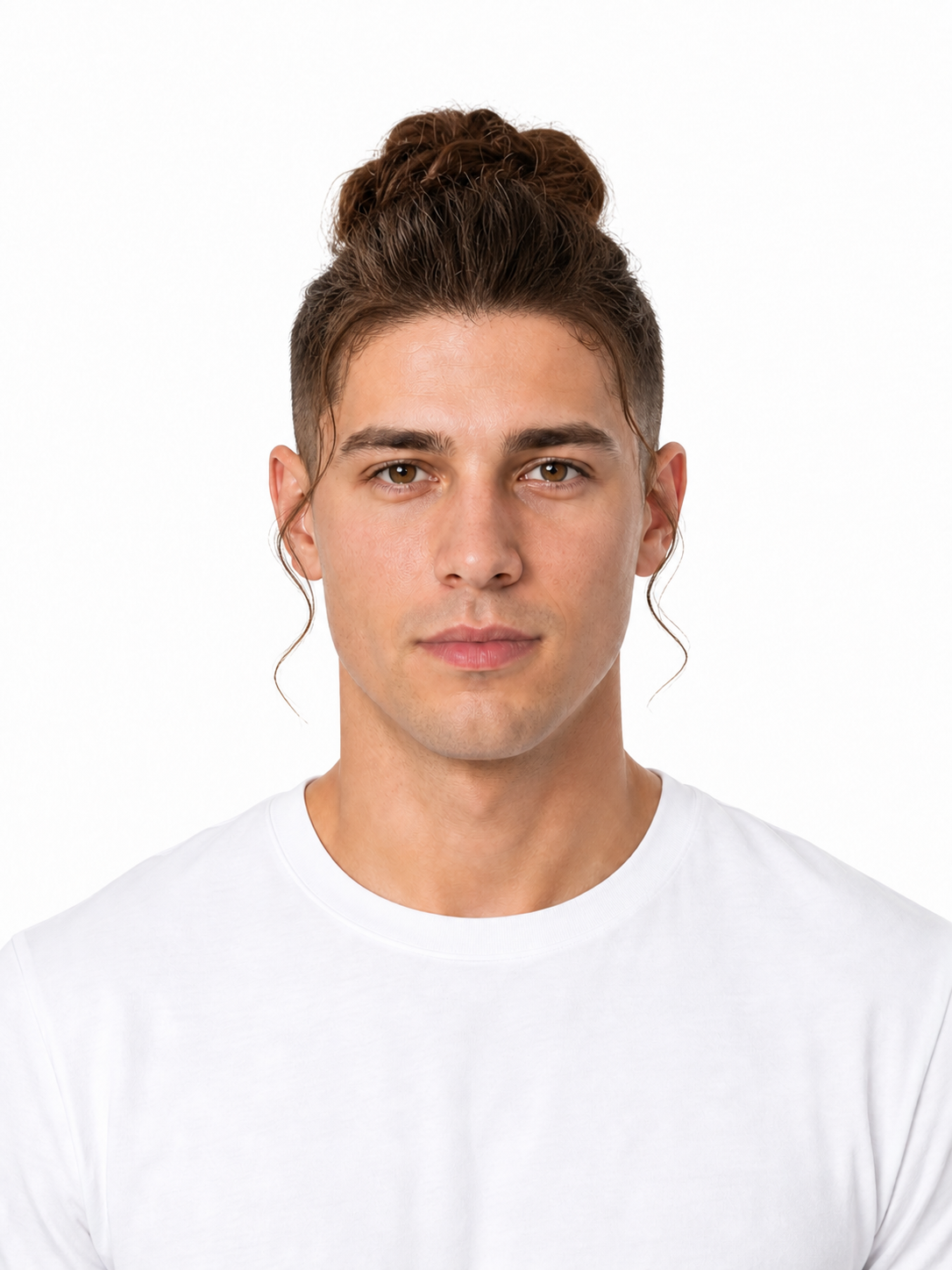 Knotted Updo hairstyle example on a man