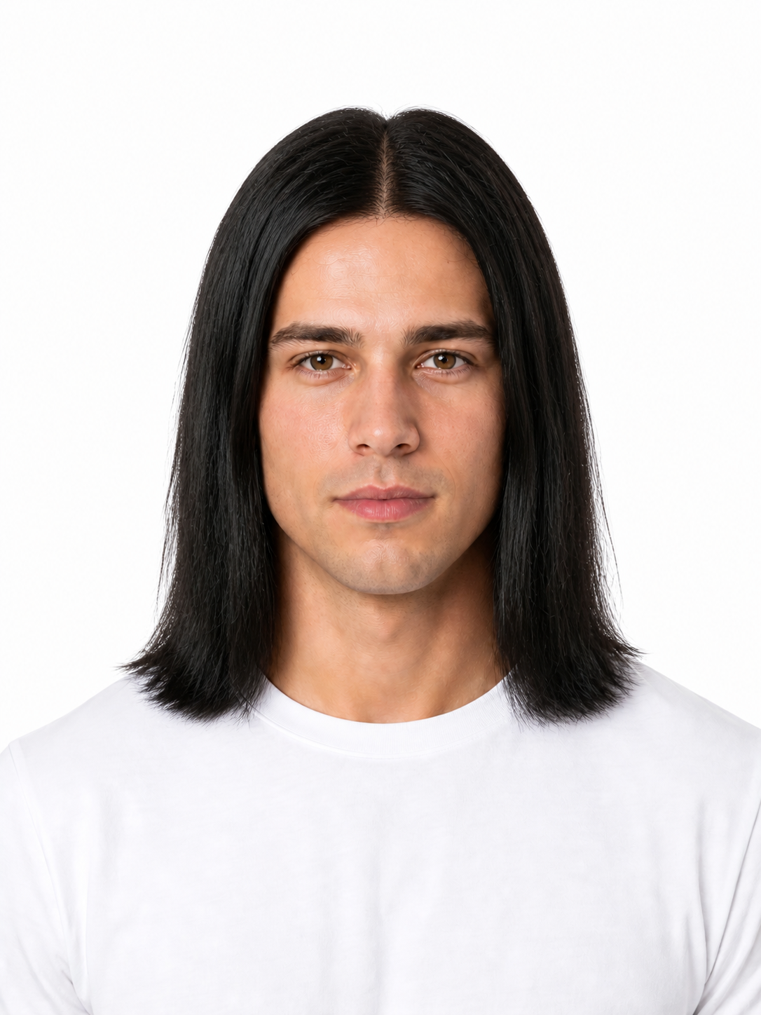 Long Straight hairstyle example on a man