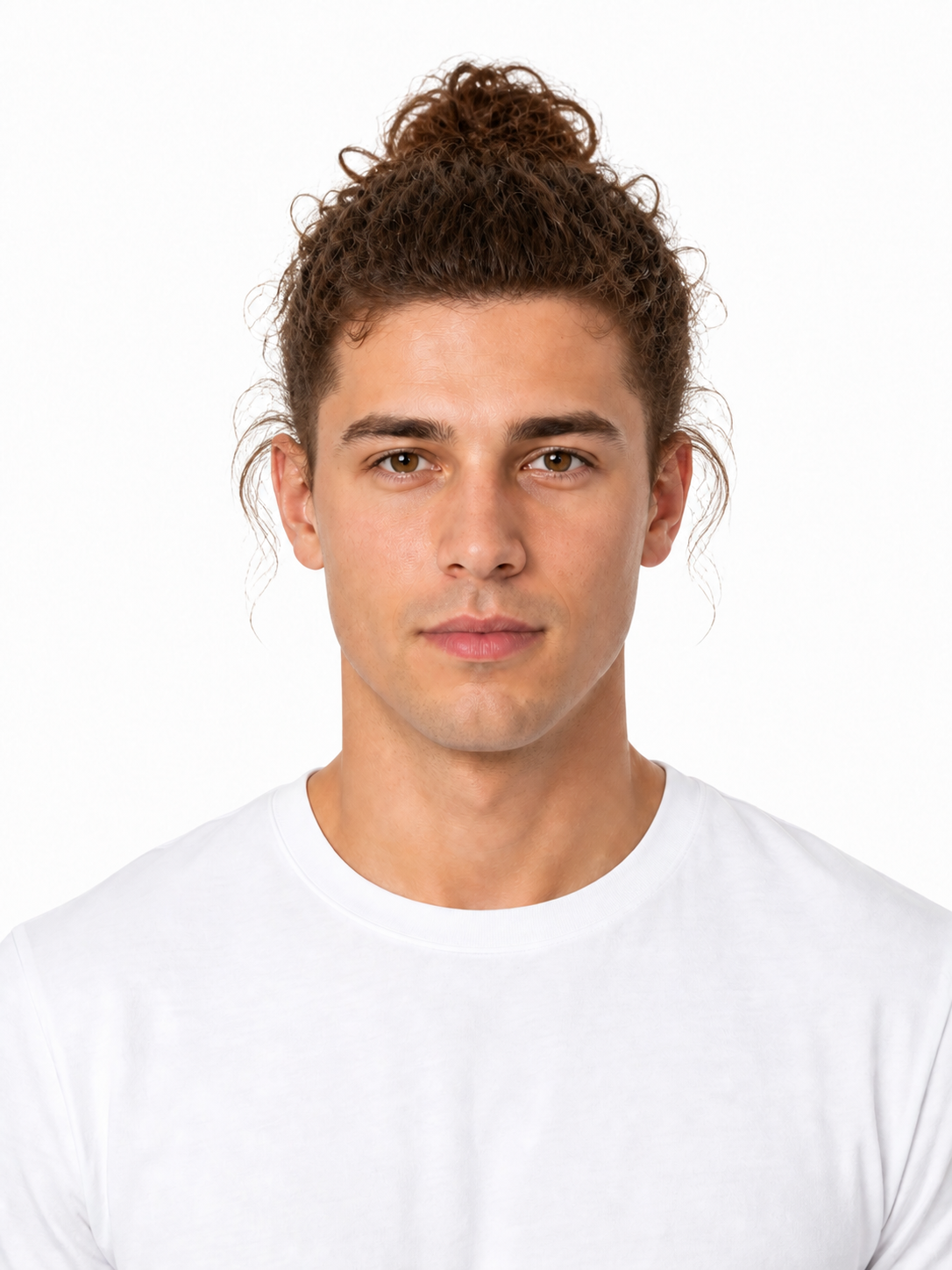Messy Bun hairstyle example on a man