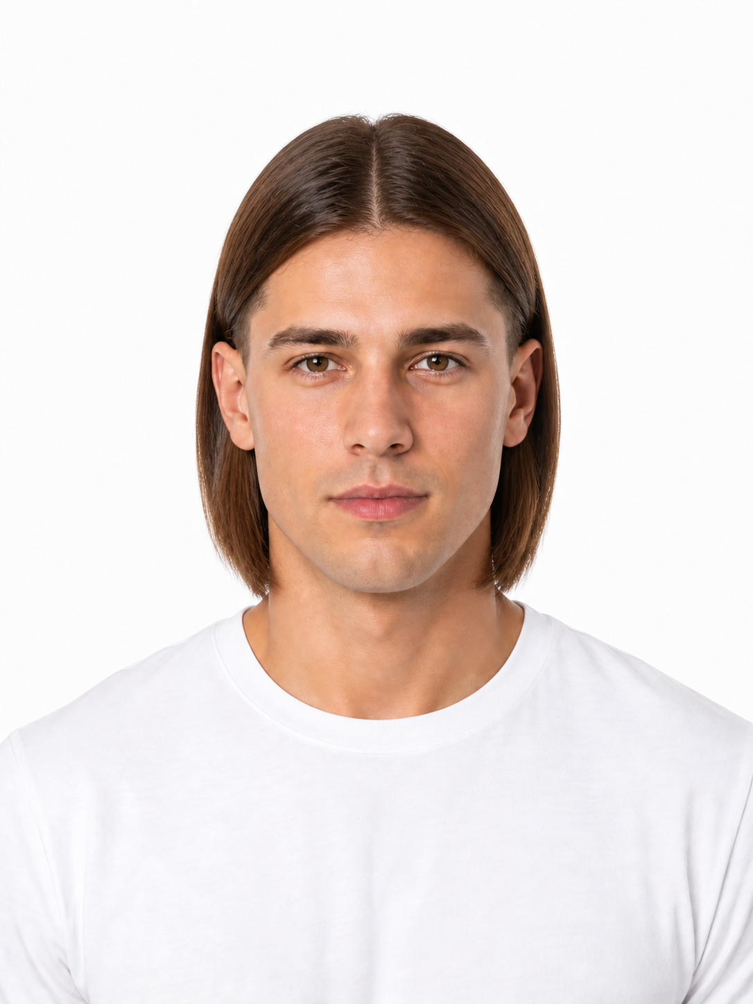 Straight hairstyle example on a man