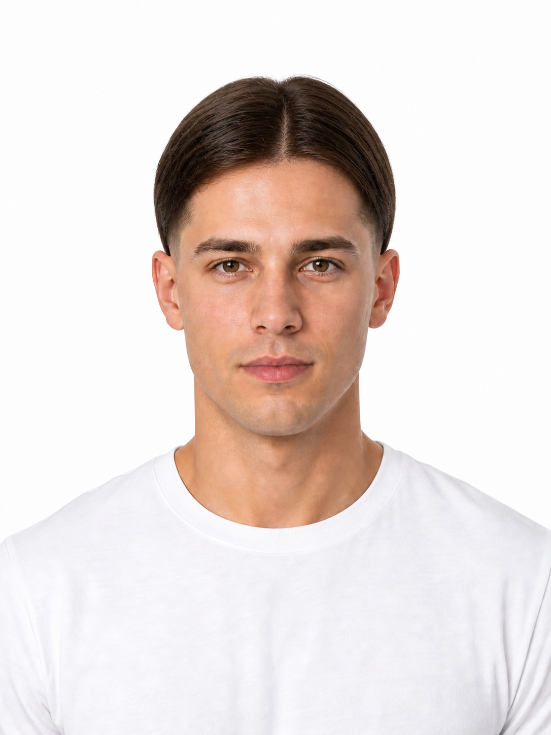 Straightened hairstyle example on a man