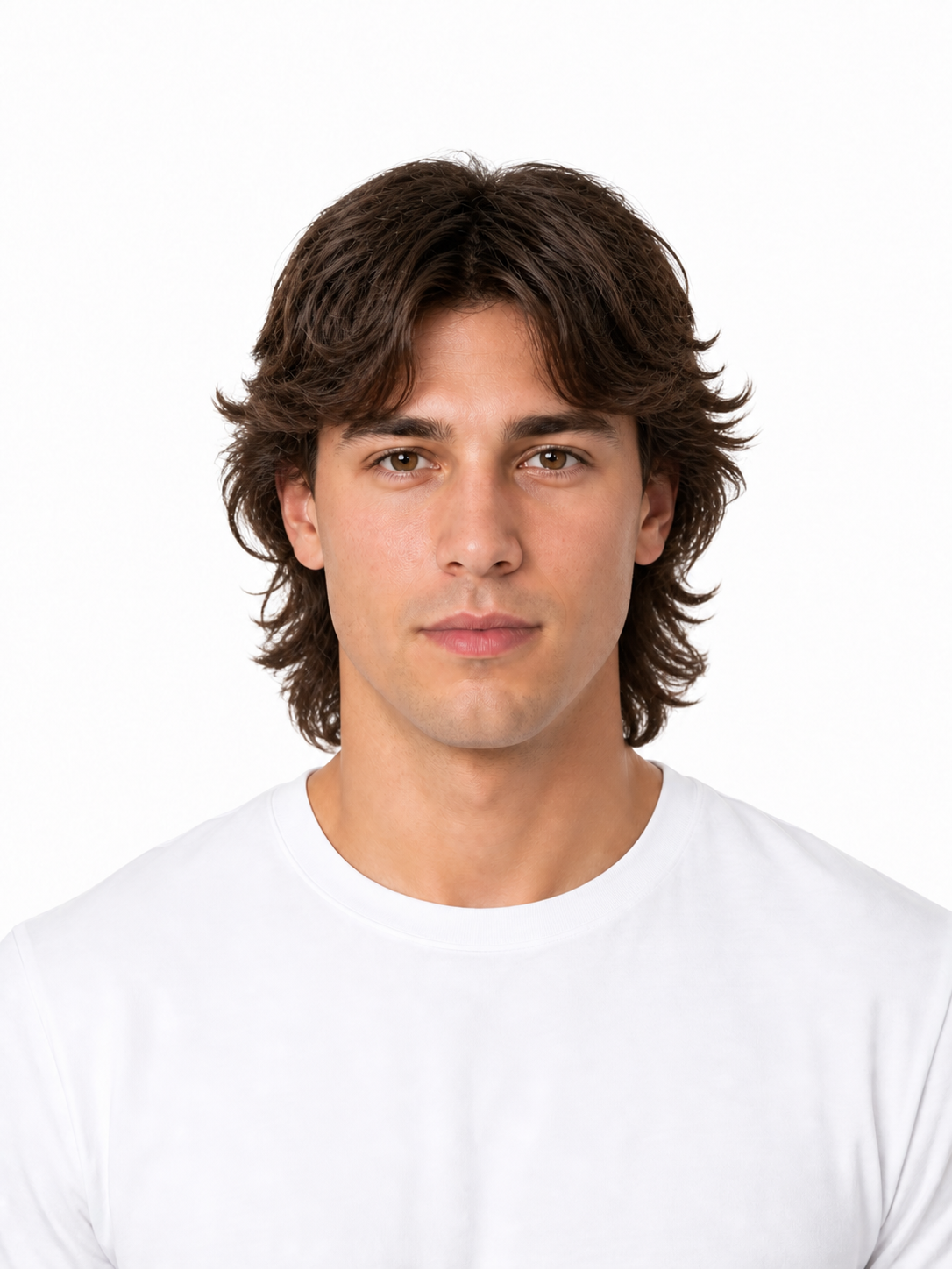 Wolf cut hairstyle example on a man